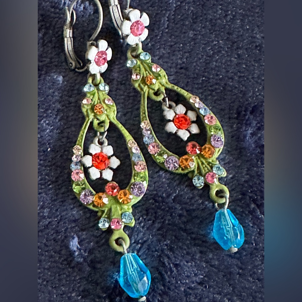 Vintage 🌸Floral Crystal Drop Earrings